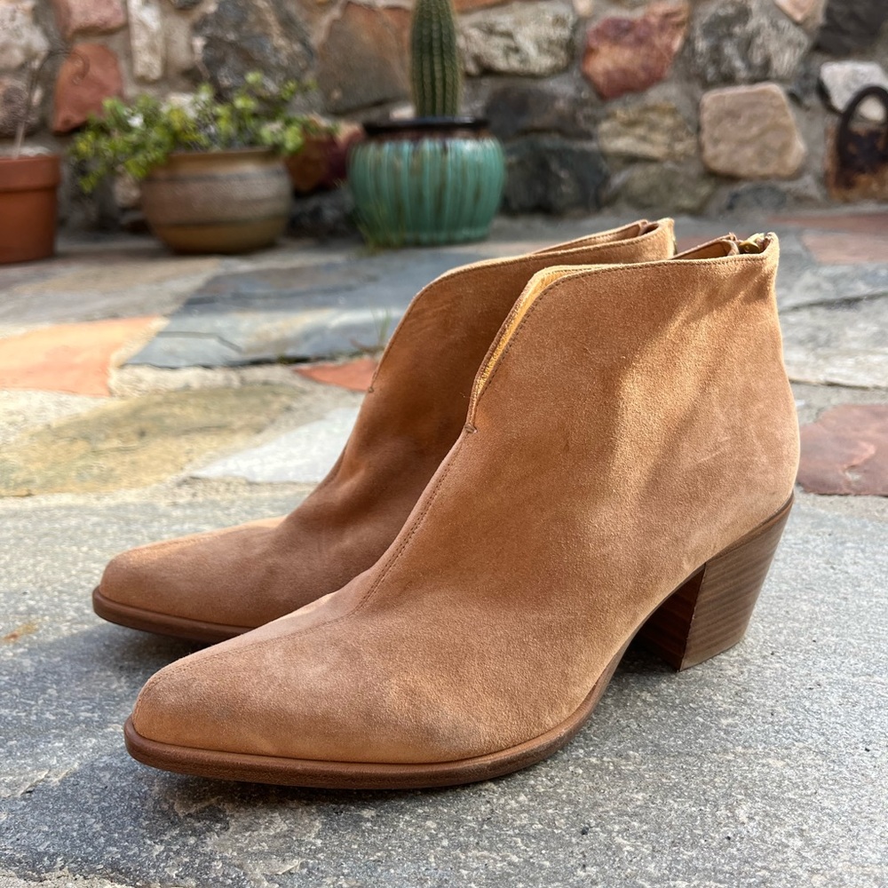 VINCE Brown Suede Ankle Booties